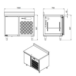 Freezer Horizontal 1 Porta com Tampo e Cuba 1000mm