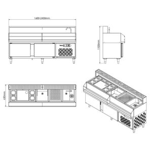Estação Barman Refrigerada Caribe 2000mm