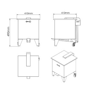 Carro para Detritos Modular em Inox - 40 Litros