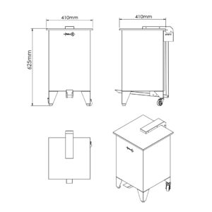 Carro para Detritos Modular em Inox - 60 Litros