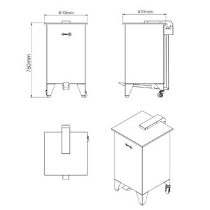 Carro para Detritos Modular em Inox - 80 Litros