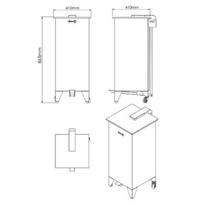 Carro para Detritos Modular em Inox - 100 Litros